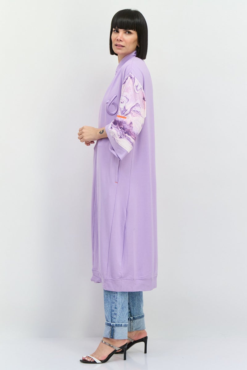 TRIBE OF 6 Women Embroidered Logo Cardigan, Purple - Image 2